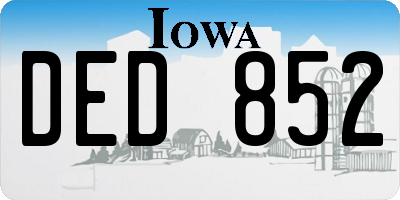 IA license plate DED852