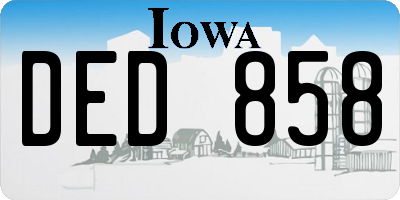 IA license plate DED858