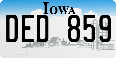 IA license plate DED859