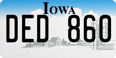 IA license plate DED860