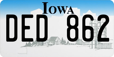 IA license plate DED862