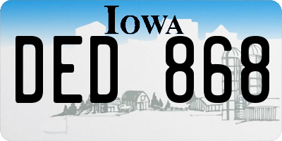 IA license plate DED868