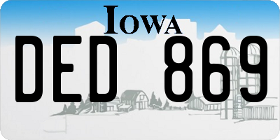 IA license plate DED869