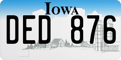 IA license plate DED876