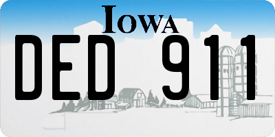 IA license plate DED911