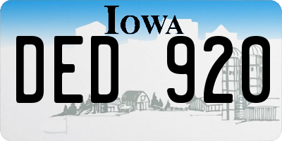 IA license plate DED920
