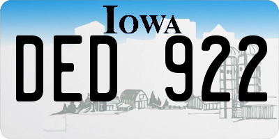 IA license plate DED922