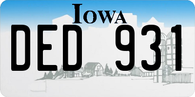 IA license plate DED931
