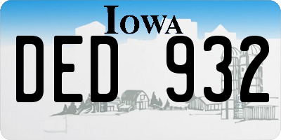 IA license plate DED932