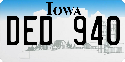 IA license plate DED940
