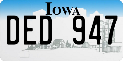 IA license plate DED947