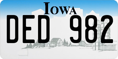 IA license plate DED982