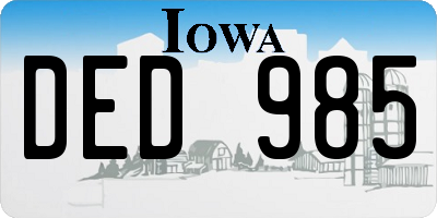 IA license plate DED985