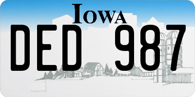 IA license plate DED987