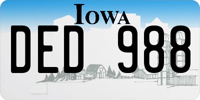 IA license plate DED988