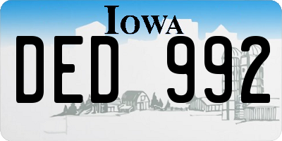 IA license plate DED992