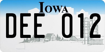 IA license plate DEE012