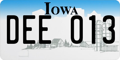 IA license plate DEE013