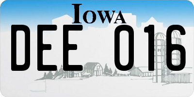 IA license plate DEE016