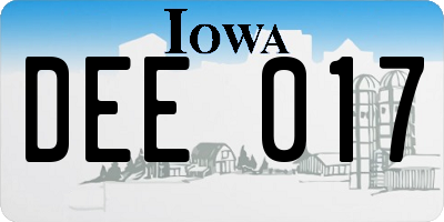 IA license plate DEE017