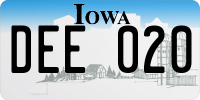 IA license plate DEE020
