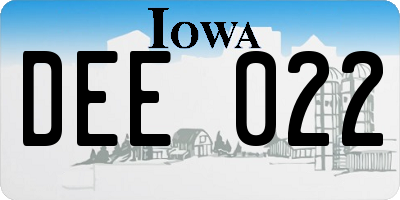 IA license plate DEE022