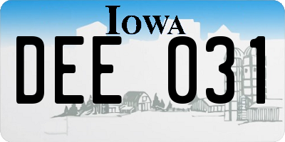 IA license plate DEE031