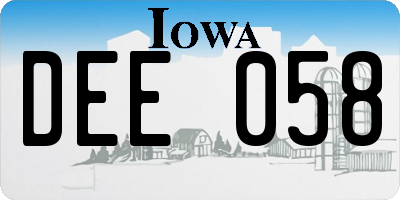 IA license plate DEE058
