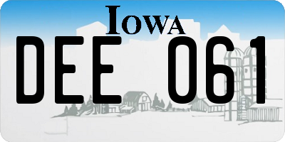 IA license plate DEE061