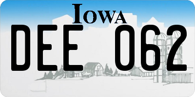 IA license plate DEE062