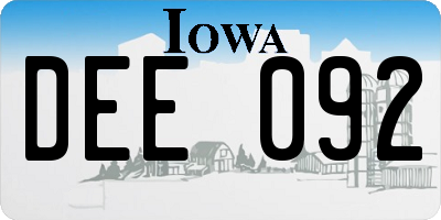 IA license plate DEE092