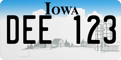 IA license plate DEE123