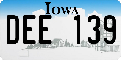 IA license plate DEE139