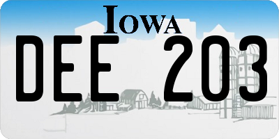 IA license plate DEE203