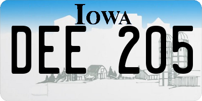 IA license plate DEE205