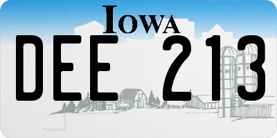 IA license plate DEE213