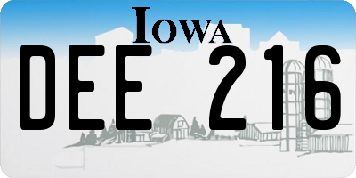 IA license plate DEE216