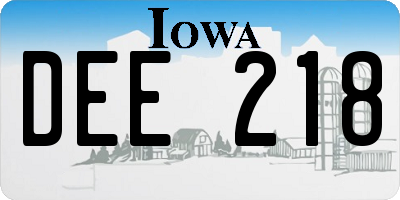 IA license plate DEE218