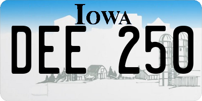 IA license plate DEE250