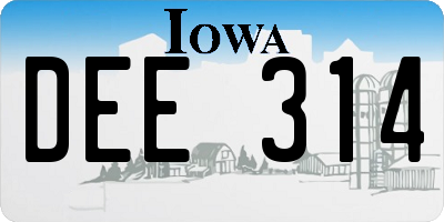 IA license plate DEE314