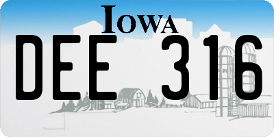 IA license plate DEE316