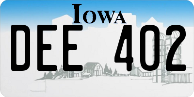 IA license plate DEE402
