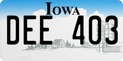 IA license plate DEE403