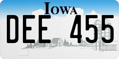 IA license plate DEE455