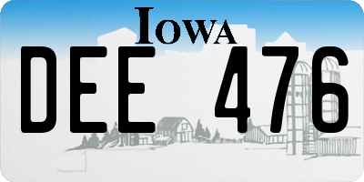 IA license plate DEE476