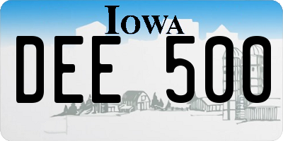 IA license plate DEE500