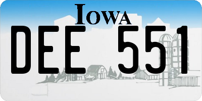 IA license plate DEE551