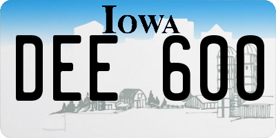 IA license plate DEE600