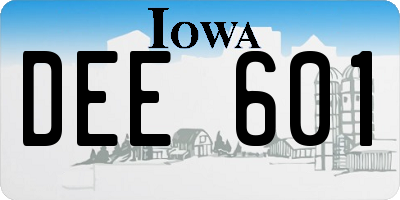 IA license plate DEE601