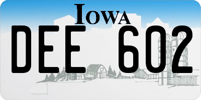 IA license plate DEE602